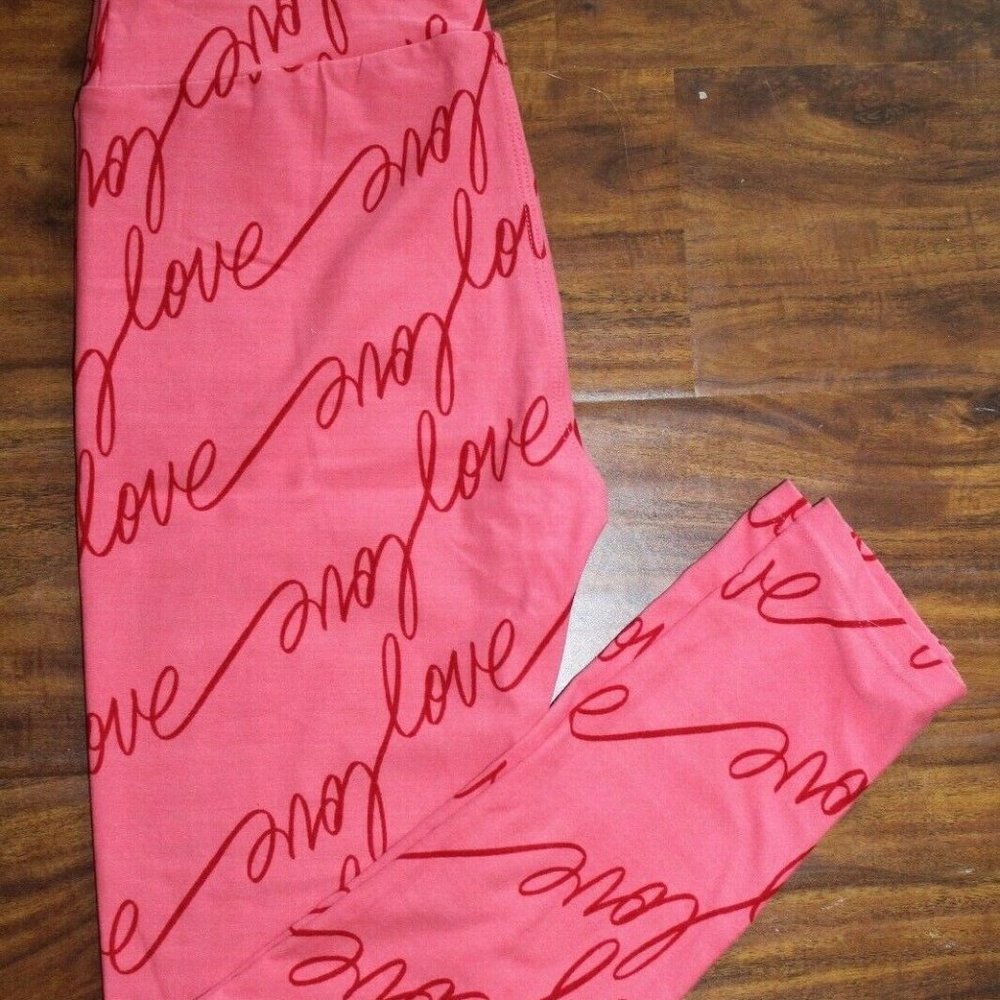 NWOT LuLaRoe OS One Size Leggings Pink Red Love